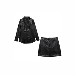 Black Faux Leather Skirt